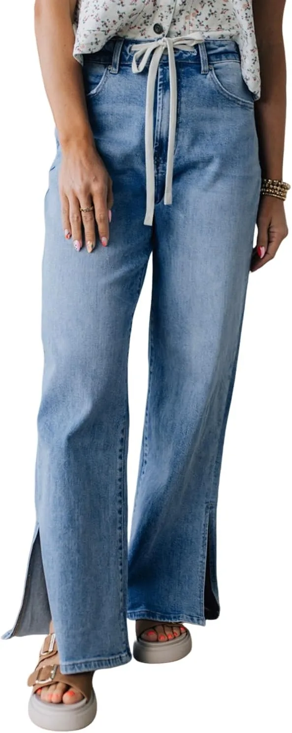 Женские джинсы с высокой талией, широкие, с разрезами и карманами Whrounnk
Женские джинсы с высокой талией, широкие, с разрезами и карманами Whrounnk