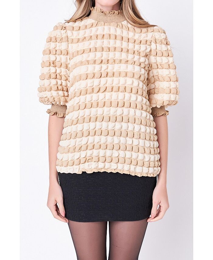 Женская фактурная блузка с воротником-стойкой и короткими рукавами English Factory, тан/бежевый
Женская фактурная блузка с воротником-стойкой и короткими рукавами English Factory, тан/бежевый