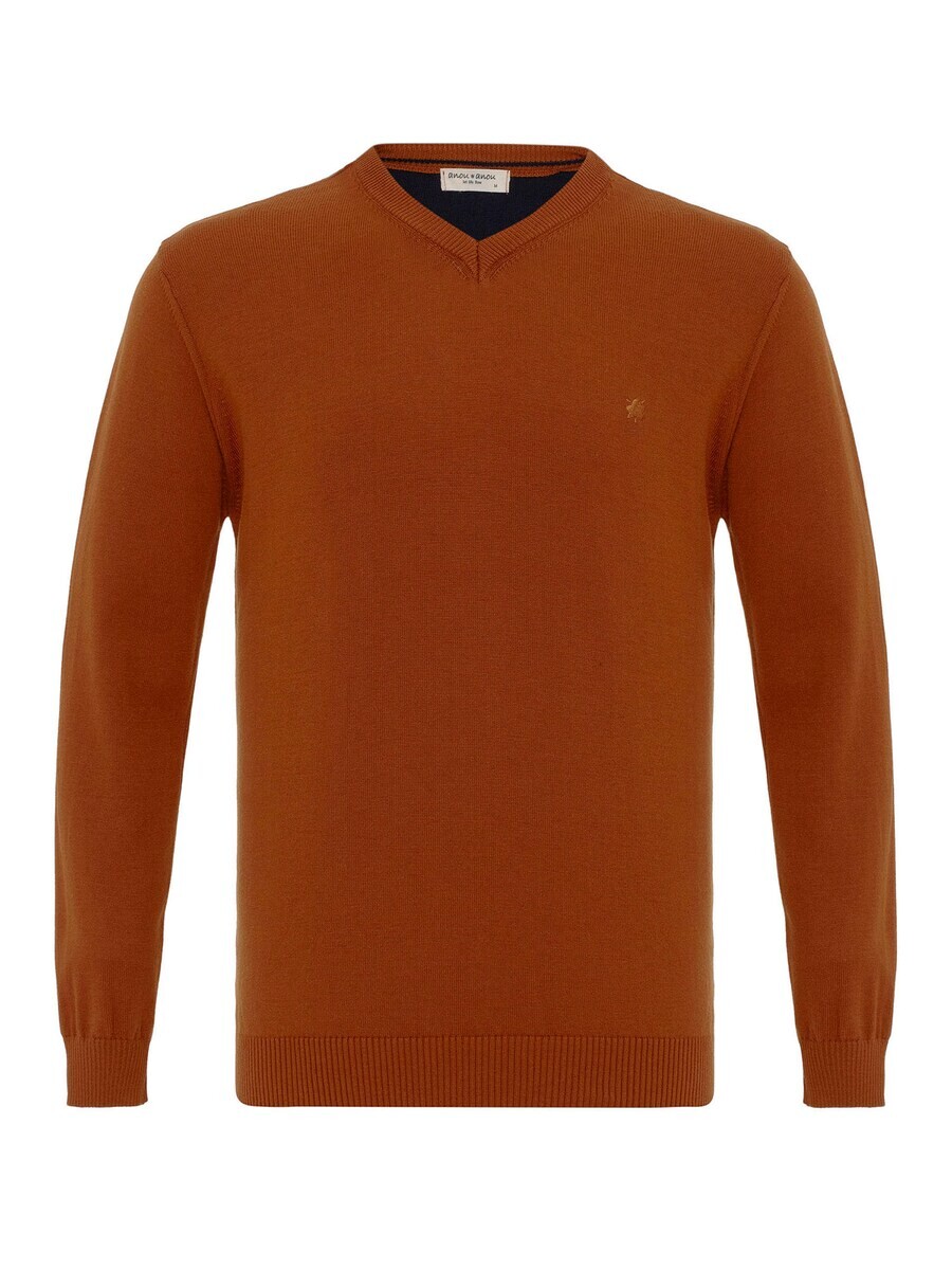 Свитер с v-образным вырезом Anou Anou Sweater Morina, цвет brown/dark brown 
Свитер с v-образным вырезом Anou Anou Sweater Morina, цвет brown/dark brown