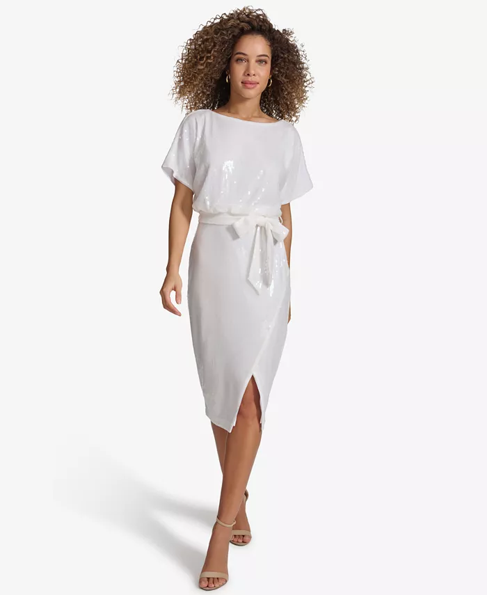 Женское платье с пайетками на сетке, с рукавами долман и поясом kensie, белый
Женское платье с пайетками на сетке, с рукавами долман и поясом kensie, белый