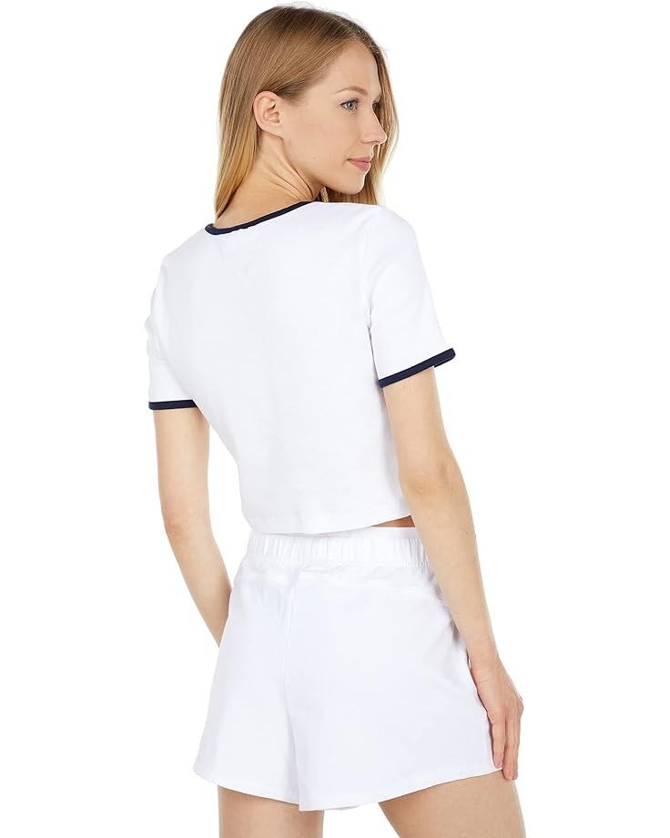 Топ Fila Perla Short Sleeve Crop Top, цвет White/Peacoat 
Топ Fila Perla Short Sleeve Crop Top, цвет White/Peacoat