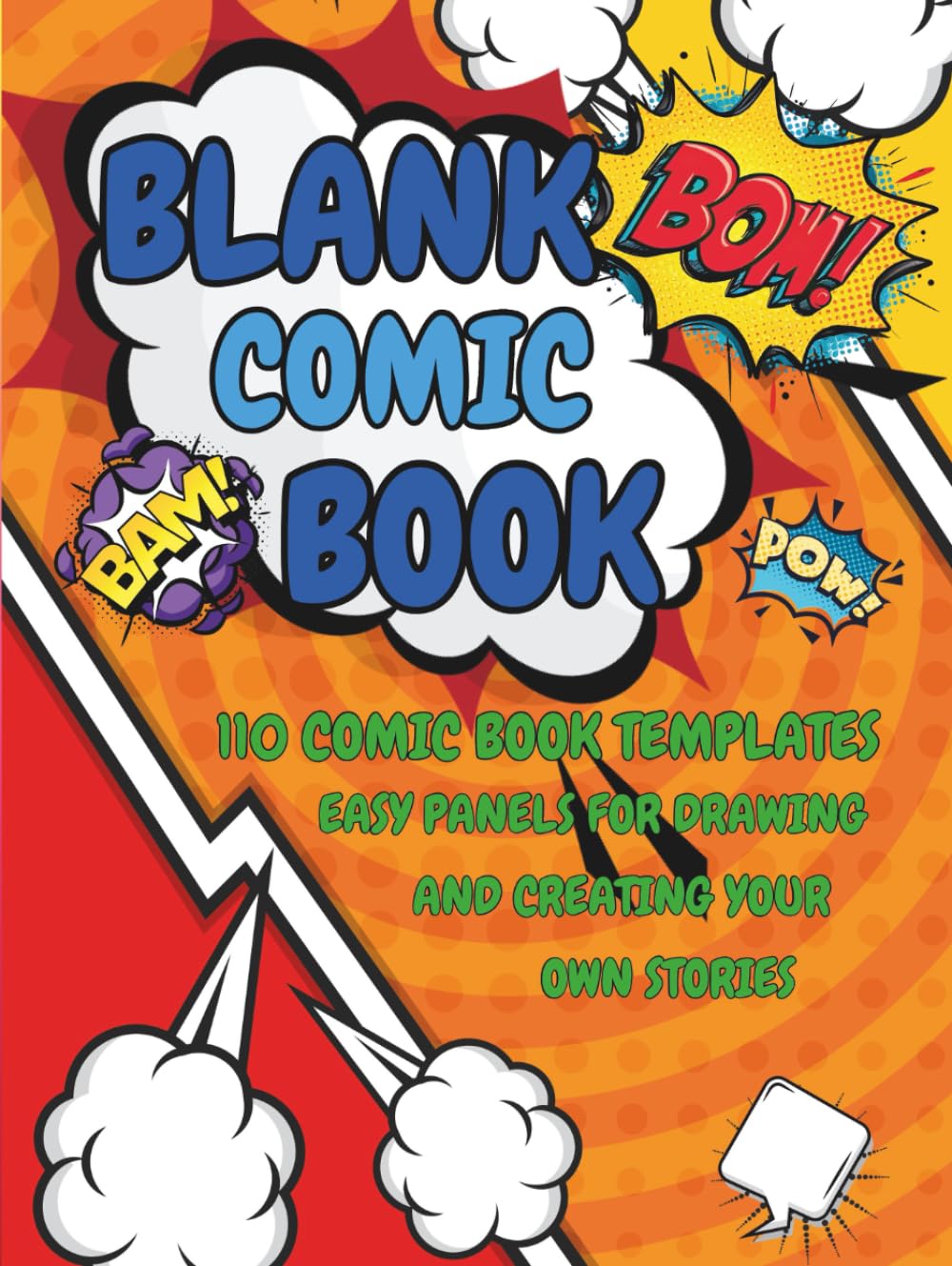 Blank Comic Book for Teens: 110 Comic Book Templates with Easy Panels for Drawing, Sketching, and Create Your Own Stories (Independently published)
Blank Comic Book for Teens: 110 Comic Book Templates with Easy Panels for Drawing, Sketching, and Create Your Own Stories (Independently published)