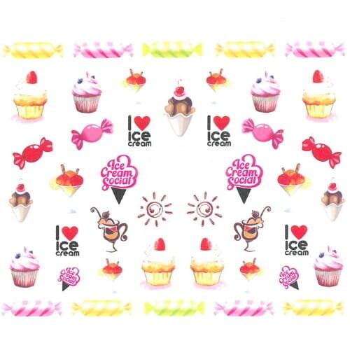 Водные наклейки для ногтей № BN 827 сладкие десерты, AllePaznokcie 
Водные наклейки для ногтей № BN 827 сладкие десерты, AllePaznokcie