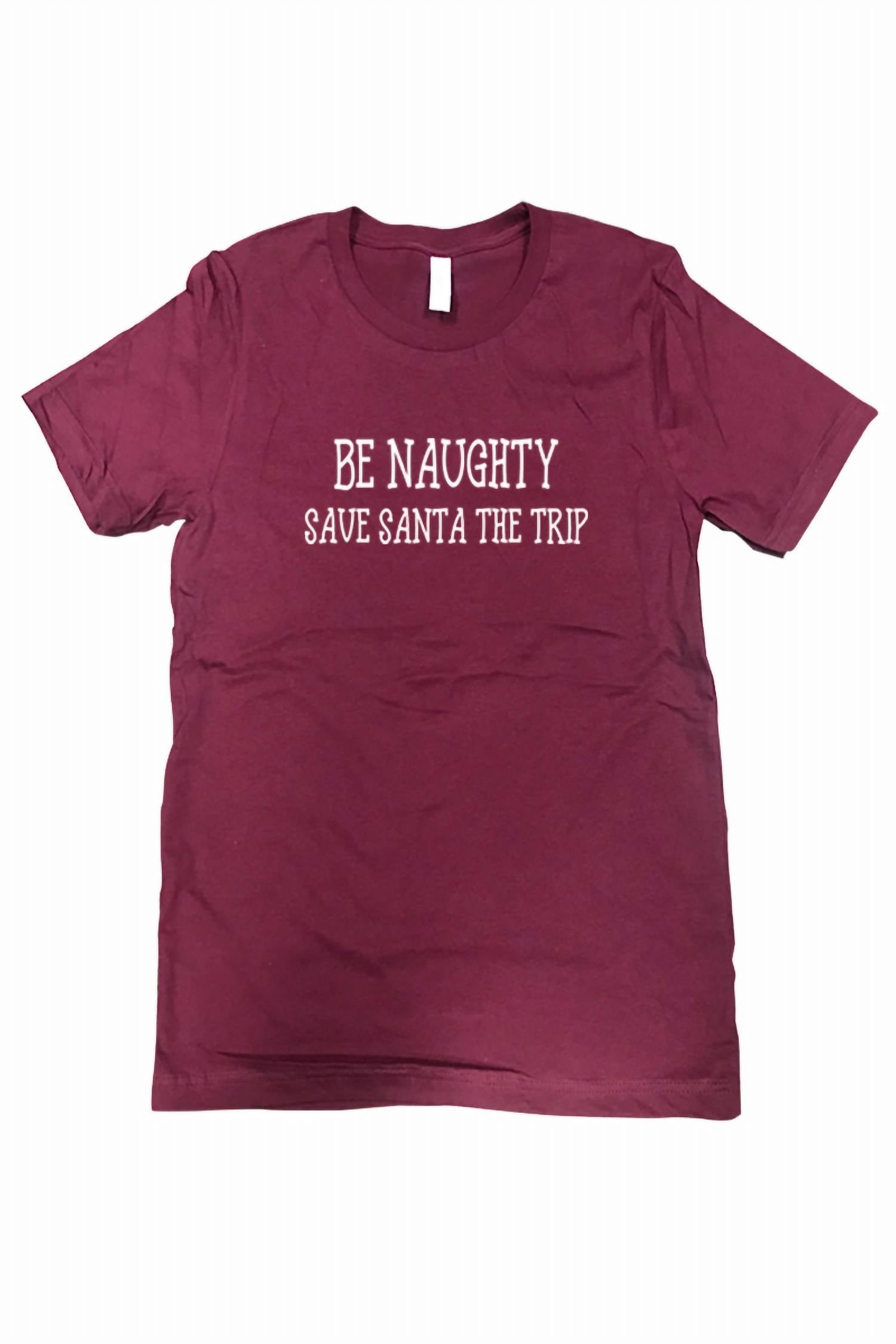 Женская футболка Be Naughty Save Santa The Trip - Плюс в бордовом Urbanarteez
Женская футболка Be Naughty Save Santa The Trip - Плюс в бордовом Urbanarteez