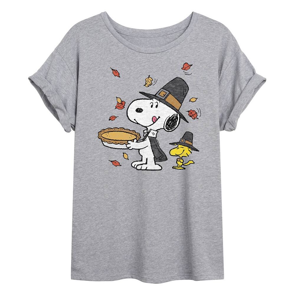 Детская футболка большого размера с рисунком Peanuts Snoopy & Woodstock Pie Licensed Character, серый 
Детская футболка большого размера с рисунком Peanuts Snoopy & Woodstock Pie Licensed Character, серый