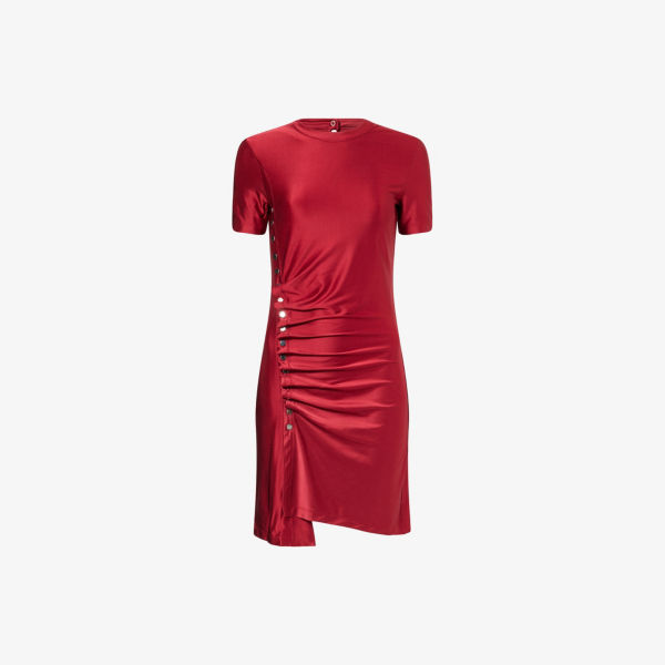 Платье мини Rabanne из стрейч-джерси с драпировкой и декоративными заклепками, красный
Платье мини Rabanne из стрейч-джерси с драпировкой и декоративными заклепками, красный