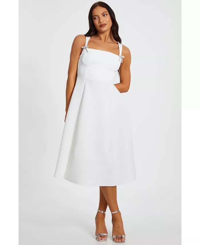 Женское платье-миди скинни Scuba Foam с бантами из страз QUIZ, белый
Женское платье-миди скинни Scuba Foam с бантами из страз QUIZ, белый