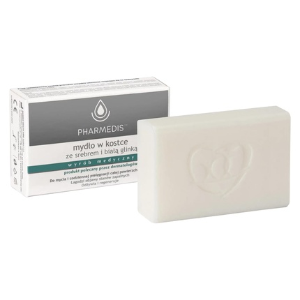 Натуральное твердое мыло с серебром и белой глиной - натуральное косметическое мыло для женщин Pharmedis 
Натуральное твердое мыло с серебром и белой глиной - натуральное косметическое мыло для женщин Pharmedis