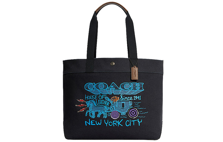 COACH Хлопковая сумка-тоут с телячьей кожей
COACH Хлопковая сумка-тоут с телячьей кожей