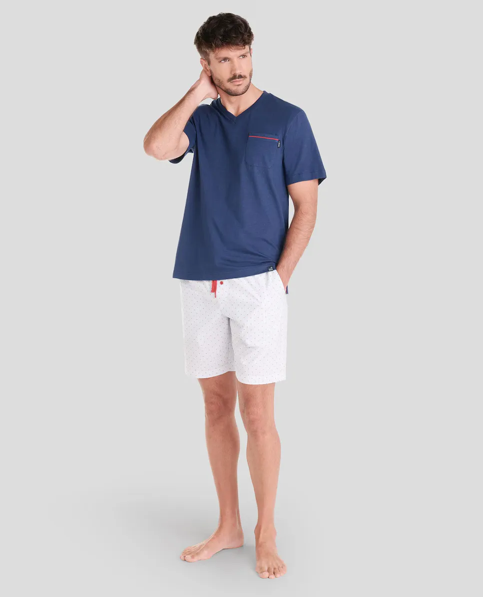 Мужская короткая пижама с принтом Lohe, темно-синий
Мужская короткая пижама с принтом Lohe, темно-синий