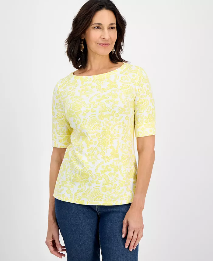 Женская блуза с принтом и лодочкой, с рукавом три четверти Style & Co, желтый
Женская блуза с принтом и лодочкой, с рукавом три четверти Style & Co, желтый