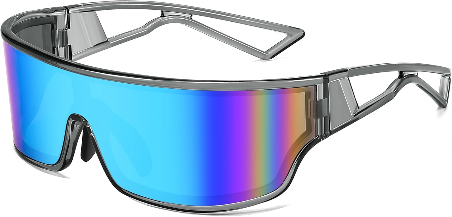 FEISEDY Модные футуристические солнцезащитные очки с плоской верхней частью, зеркальными линзами, цельной конструкцией, светоотражающие, для женщин и мужчин B0161, Transparent Grey Frame Blue Mirrored Lens
FEISEDY Модные футуристические солнцезащитные очки с плоской верхней частью, зеркальными линзами, цельной конструкцией, светоотражающие, для женщин и мужчин B0161, Transparent Grey Frame Blue Mirrored Lens