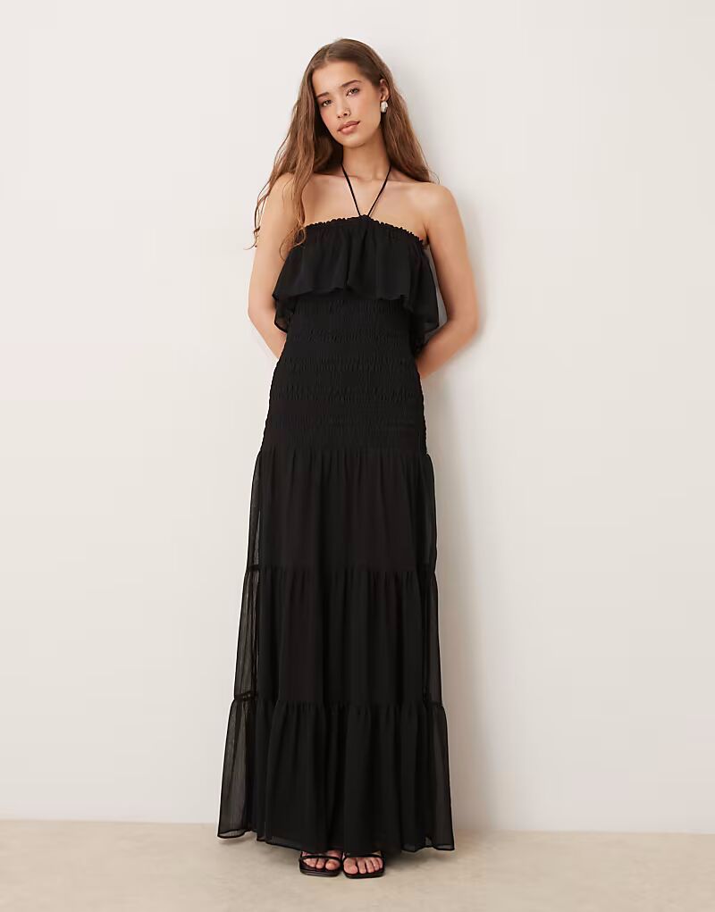 Платье макси из шифона Mango с бретелью через шею черного цвета
Платье макси из шифона Mango с бретелью через шею черного цвета