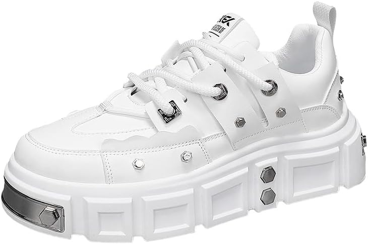 Кроссовки Clolinde унисекс белые с массивной толстой подошвой - авангардные панк кеды с металлическими заклепками для скейтбординга, уличного стиля и повседневной носки
Кроссовки Clolinde унисекс белые с массивной толстой подошвой - авангардные панк кеды с металлическими заклепками для скейтбординга, уличного стиля и повседневной носки