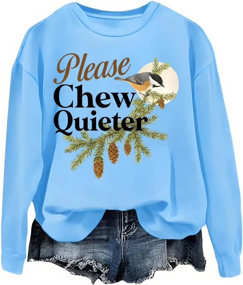 Толстовка с принтом "Пожалуйста, жуйте тише" и забавным винтажным дизайном птицы woati
Толстовка с принтом "Пожалуйста, жуйте тише" и забавным винтажным дизайном птицы woati