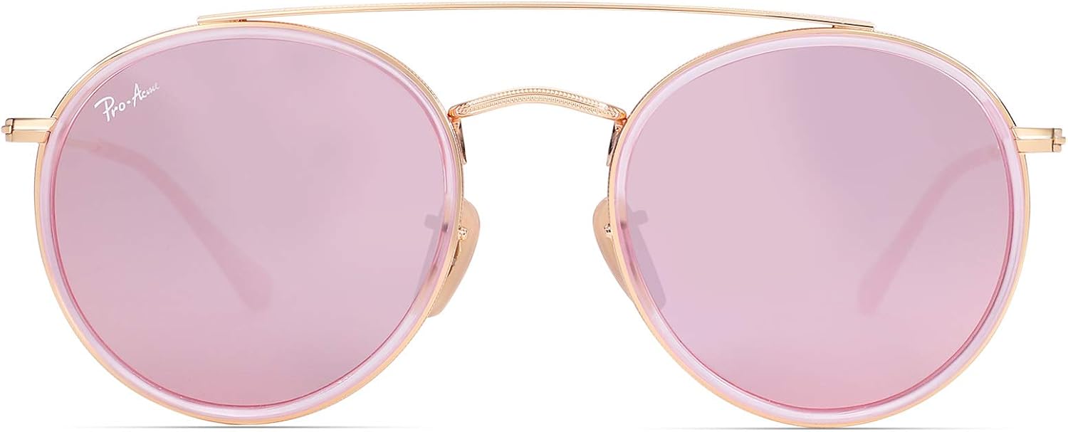 Круглые поляризованные солнцезащитные очки с двойной перемычкой для женщин и мужчин, ретро-защита от УФ-излучения UV400 и антибликовое покрытие Thryvox, Gold/Pink Mirrored/Polarized
Круглые поляризованные солнцезащитные очки с двойной перемычкой для женщин и мужчин, ретро-защита от УФ-излучения UV400 и антибликовое покрытие Thryvox, Gold/Pink Mirrored/Polarized