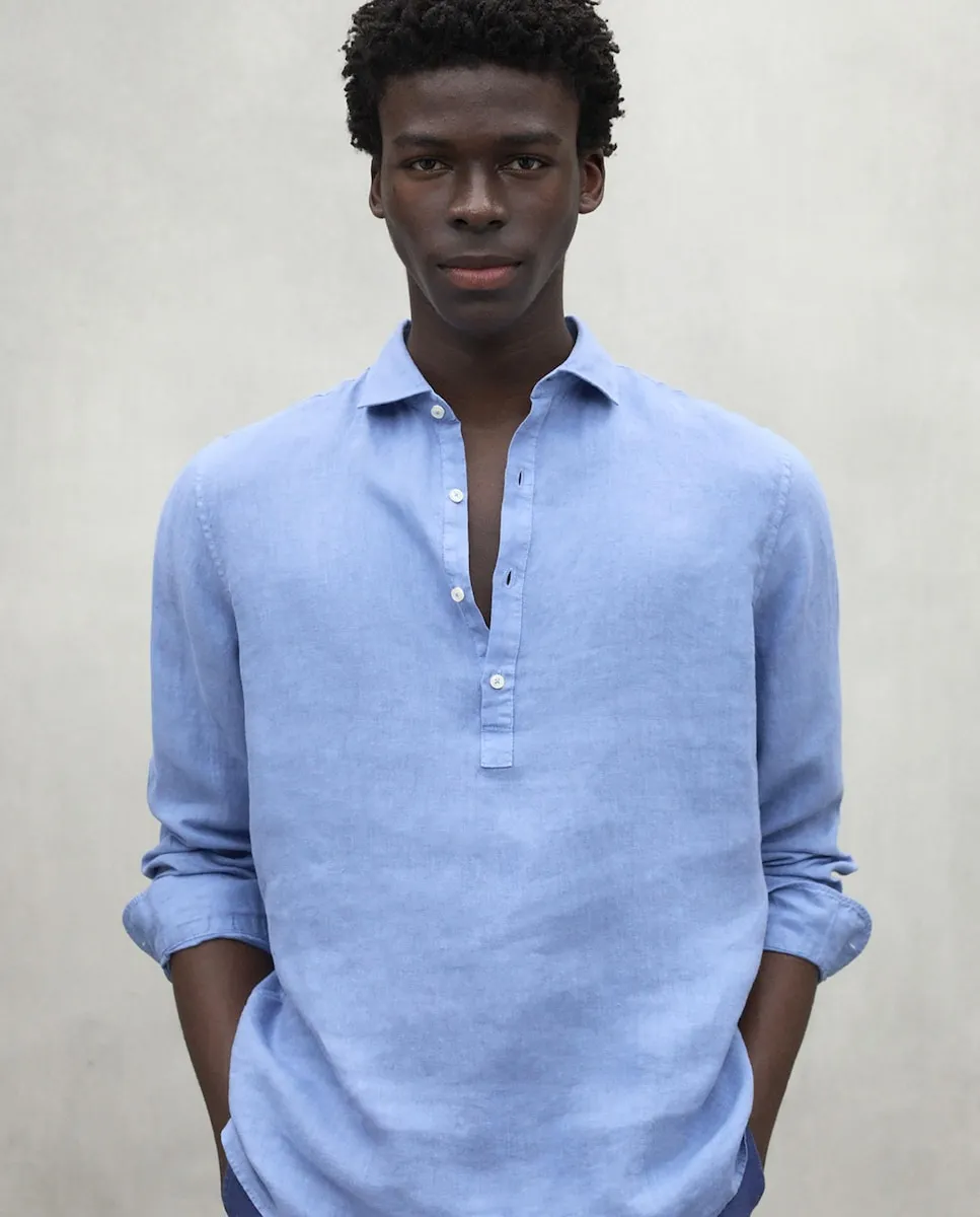 Мужская однотонная рубашка с длинными рукавами и V-образным вырезом Ecoalf, синий
Мужская однотонная рубашка с длинными рукавами и V-образным вырезом Ecoalf, синий