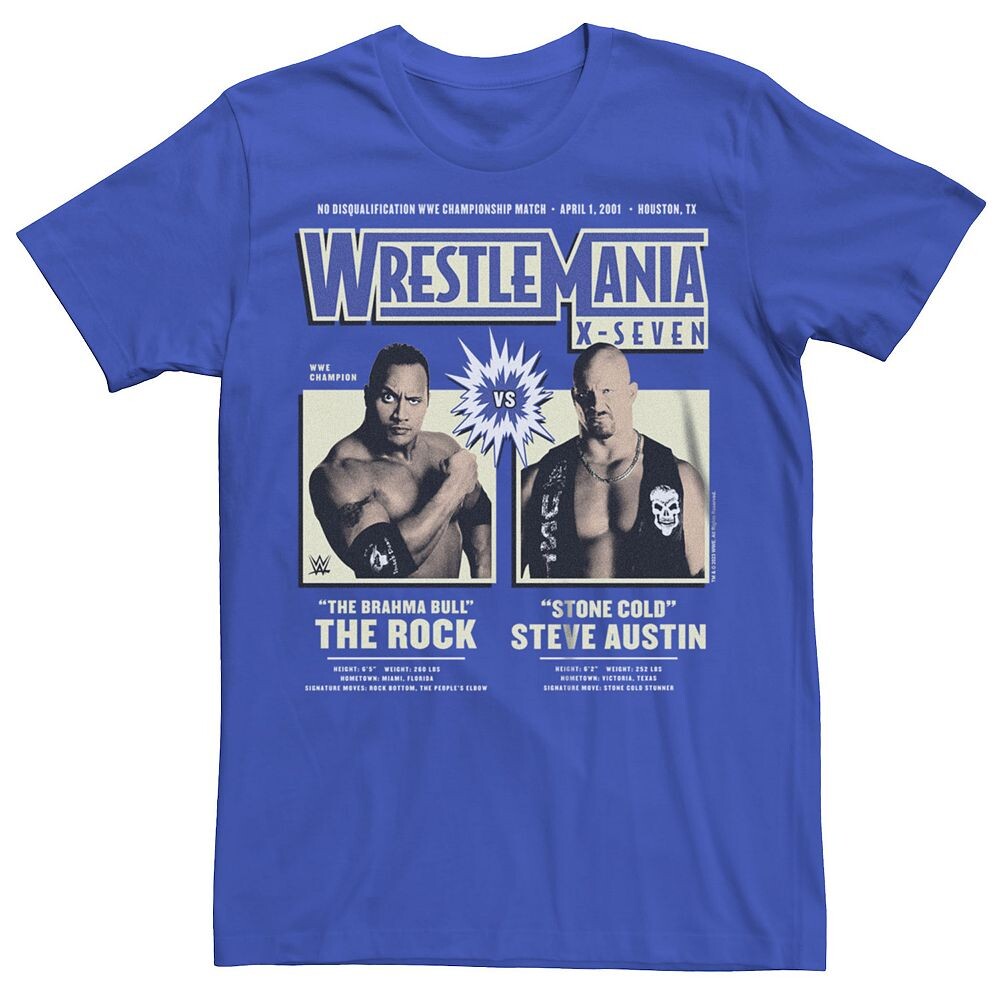 Мужская футболка WWE Wrestlemania X-Seven The Rock vs Steve Austin с графическим плакатом в стиле ретро Licensed Character, цвет Royal
Мужская футболка WWE Wrestlemania X-Seven The Rock vs Steve Austin с графическим плакатом в стиле ретро Licensed Character, цвет Royal