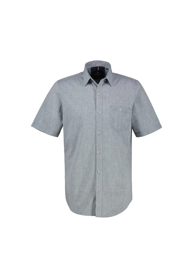 Рубашка с коротким рукавом с добавлением льна однотонная Lerros, синий
Рубашка с коротким рукавом с добавлением льна однотонная Lerros, синий