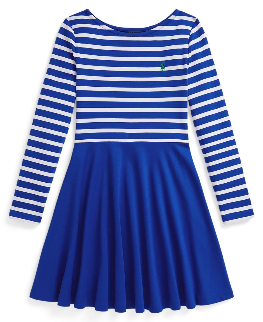 Платье с длинными рукавами в полоску из эластичного трикотажа для девочек 7-16 лет Polo Ralph Lauren, New Sapphire
Платье с длинными рукавами в полоску из эластичного трикотажа для девочек 7-16 лет Polo Ralph Lauren, New Sapphire