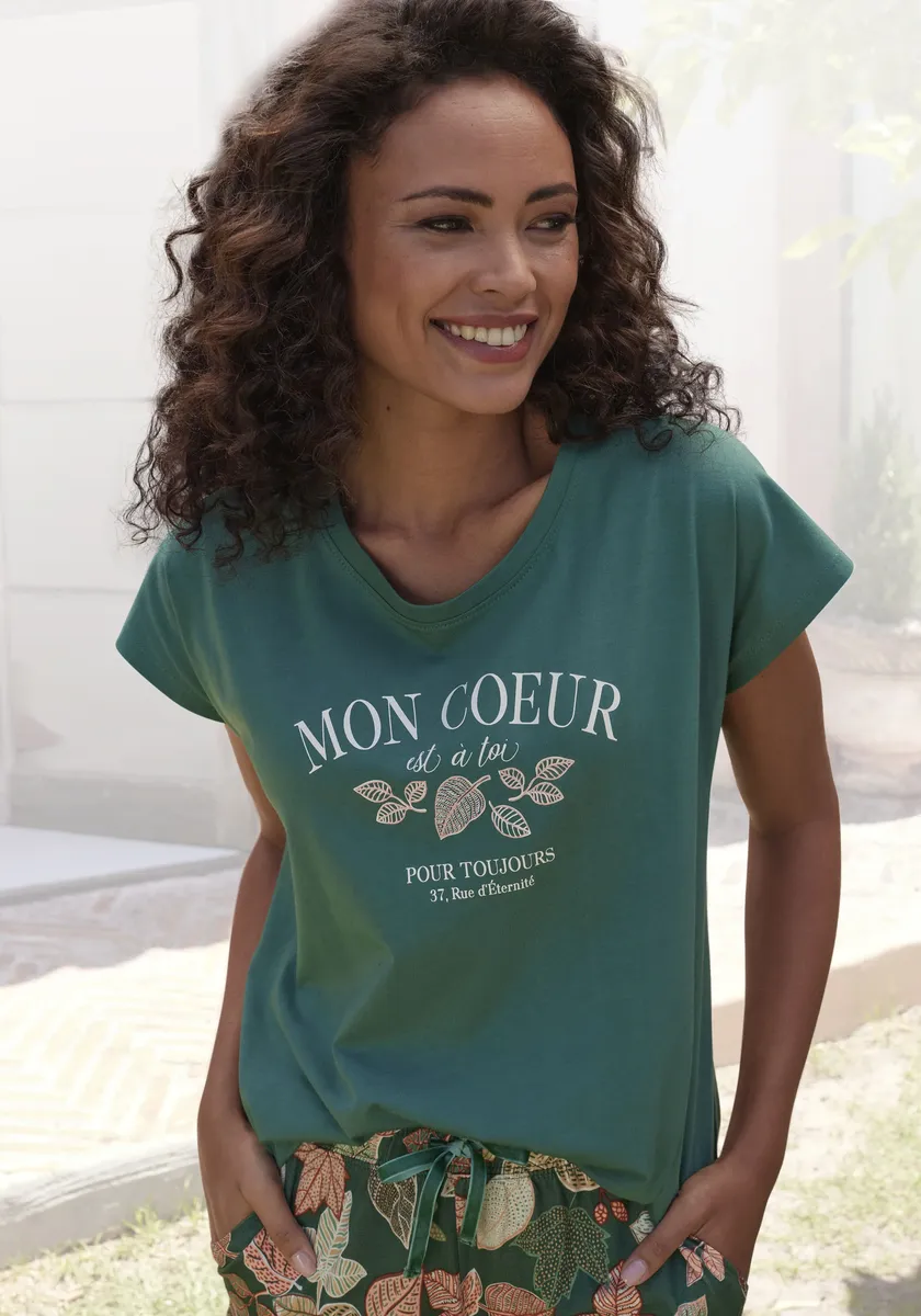 Пижамный топ Vivance Dreams с осенним принтом спереди, зеленый
Пижамный топ Vivance Dreams с осенним принтом спереди, зеленый