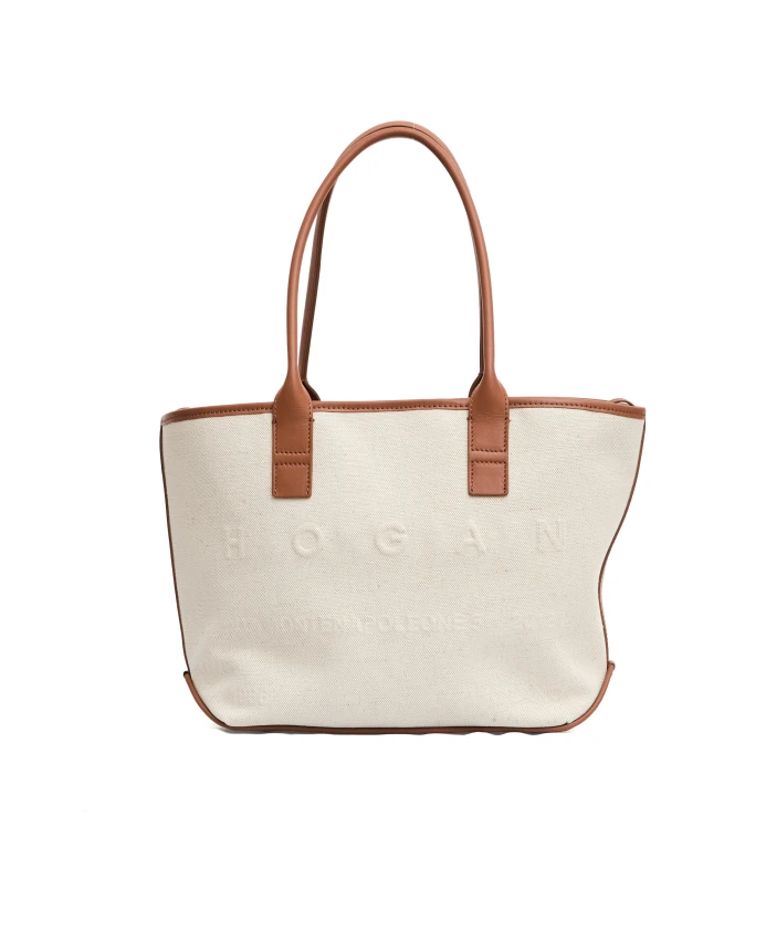 Бежевая сумочка с кожаными деталями Hogan, бежевый
Бежевая сумочка с кожаными деталями Hogan, бежевый