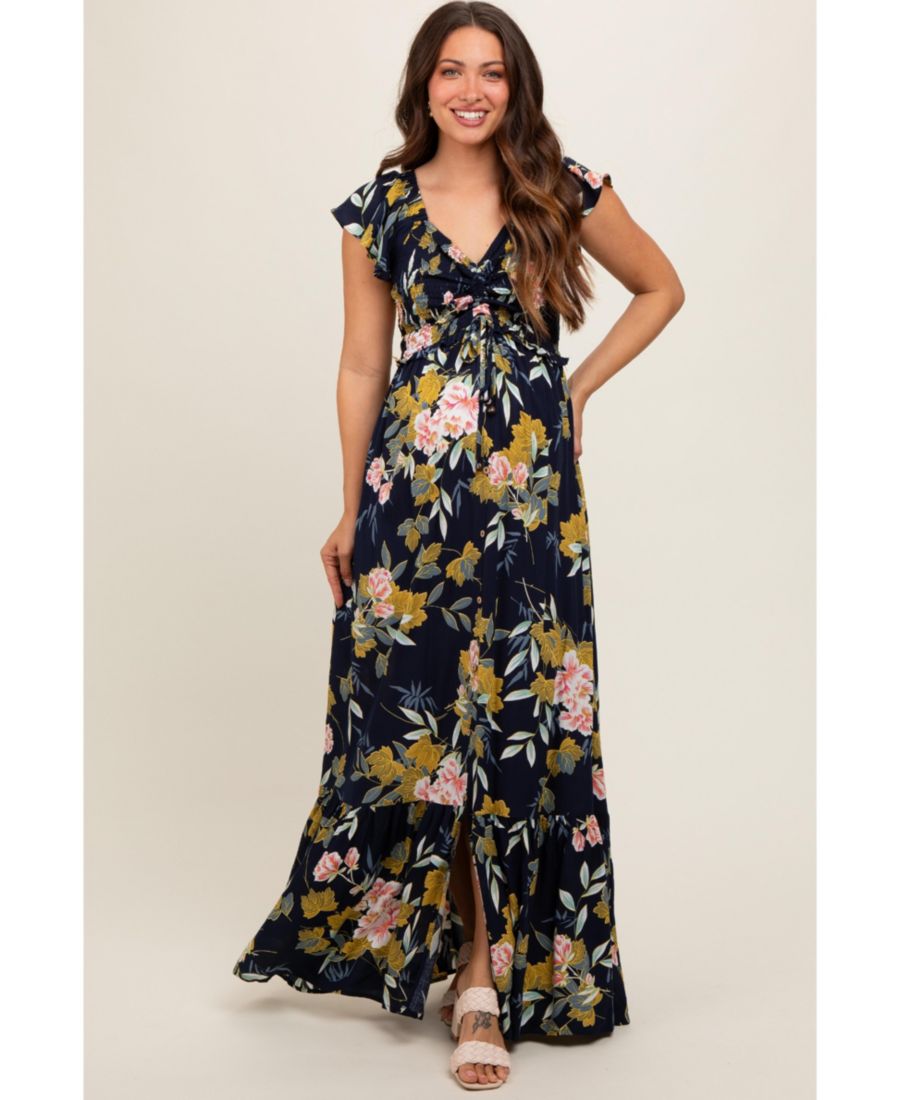 Платье-макси для беременных, темно-синее, с цветочным принтом, сборками и зауженным верхом Pinkblush, Navy blue
Платье-макси для беременных, темно-синее, с цветочным принтом, сборками и зауженным верхом Pinkblush, Navy blue