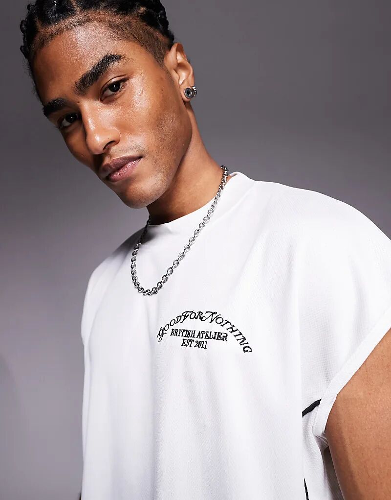 Футболка-безрукавка Good For Nothing из коллекции бежевого цвета с черной окантовкой
Футболка-безрукавка Good For Nothing из коллекции бежевого цвета с черной окантовкой