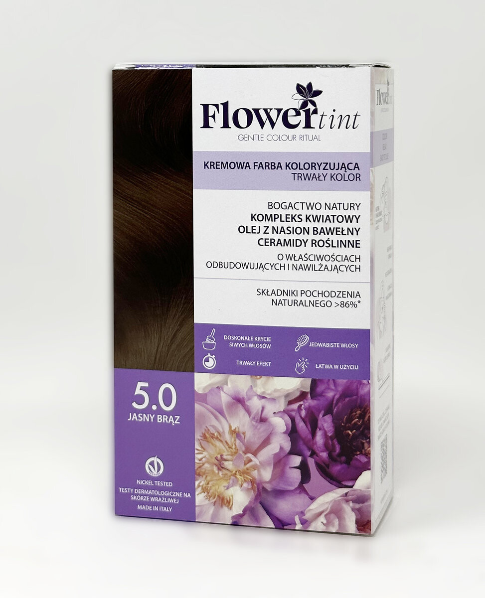 Flowertint, Стойкая краска для волос, серия Natural, 5.0 Светло-коричневый
Flowertint, Стойкая краска для волос, серия Natural, 5.0 Светло-коричневый