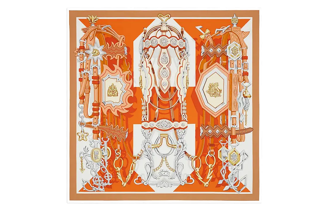 HERMES Шелковый платок Reins And Destiny для женщин, оранжевый
HERMES Шелковый платок Reins And Destiny для женщин, оранжевый