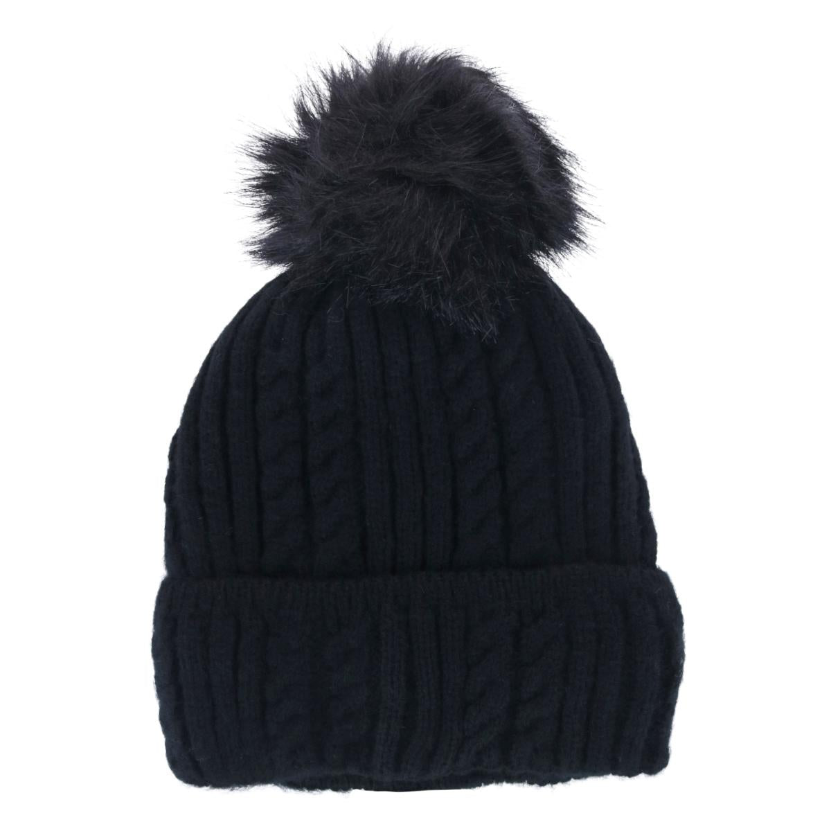 Женская вязаная зимняя шапка с манжетой и помпоном из синтетического меха CTM
Женская вязаная зимняя шапка с манжетой и помпоном из синтетического меха CTM