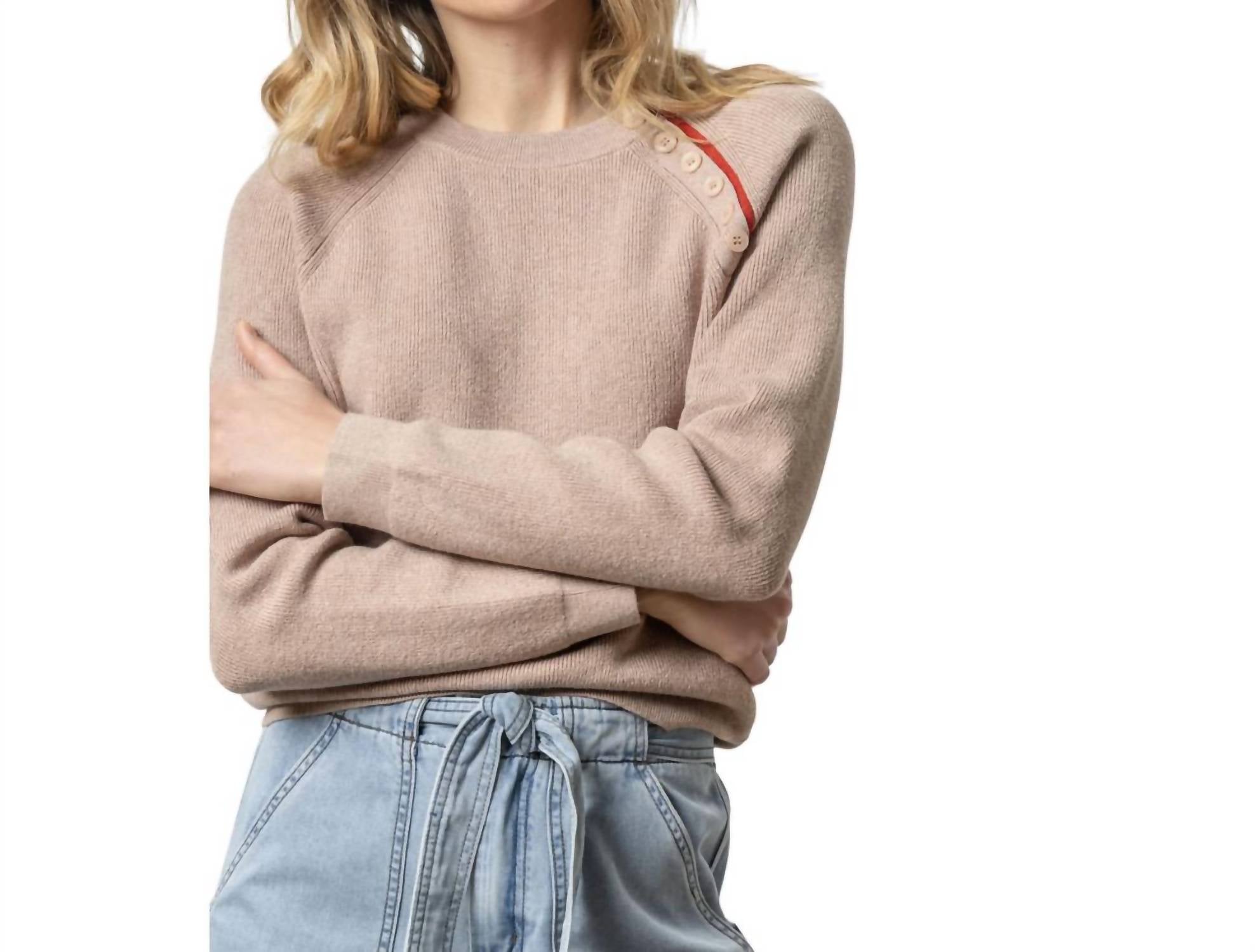 Свитер с круглым вырезом и пуговицами реглан в ветке Lilla P, цвет twig 
Свитер с круглым вырезом и пуговицами реглан в ветке Lilla P, цвет twig