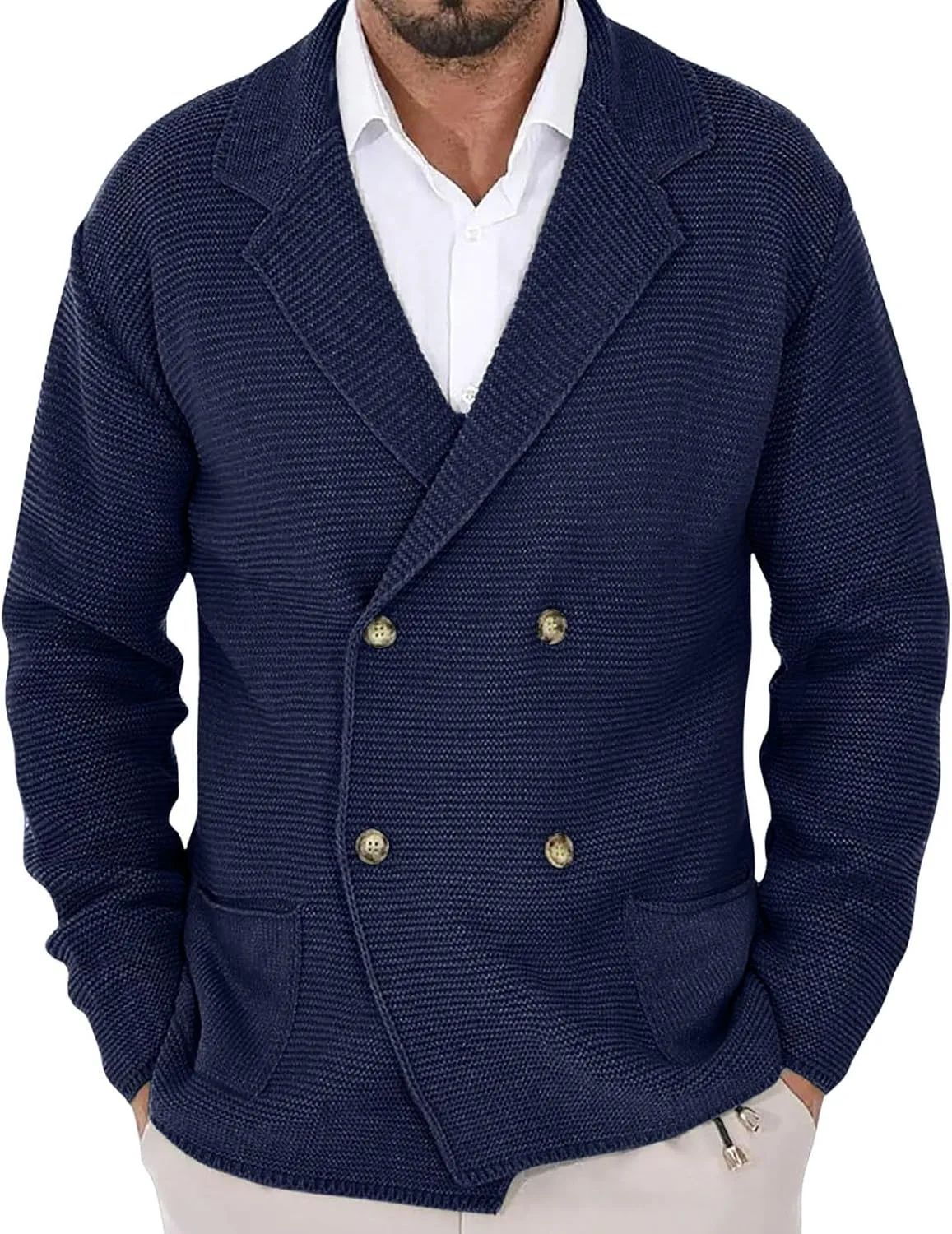 Мужской кардиган Cambkatl с двойной застежкой, V-образным вырезом и карманами
Мужской кардиган Cambkatl с двойной застежкой, V-образным вырезом и карманами
