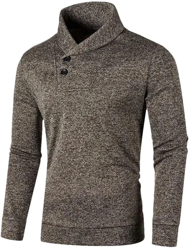 Мужской однотонный вязаный свитер с высоким воротником и пуговицами
Мужской однотонный вязаный свитер с высоким воротником и пуговицами