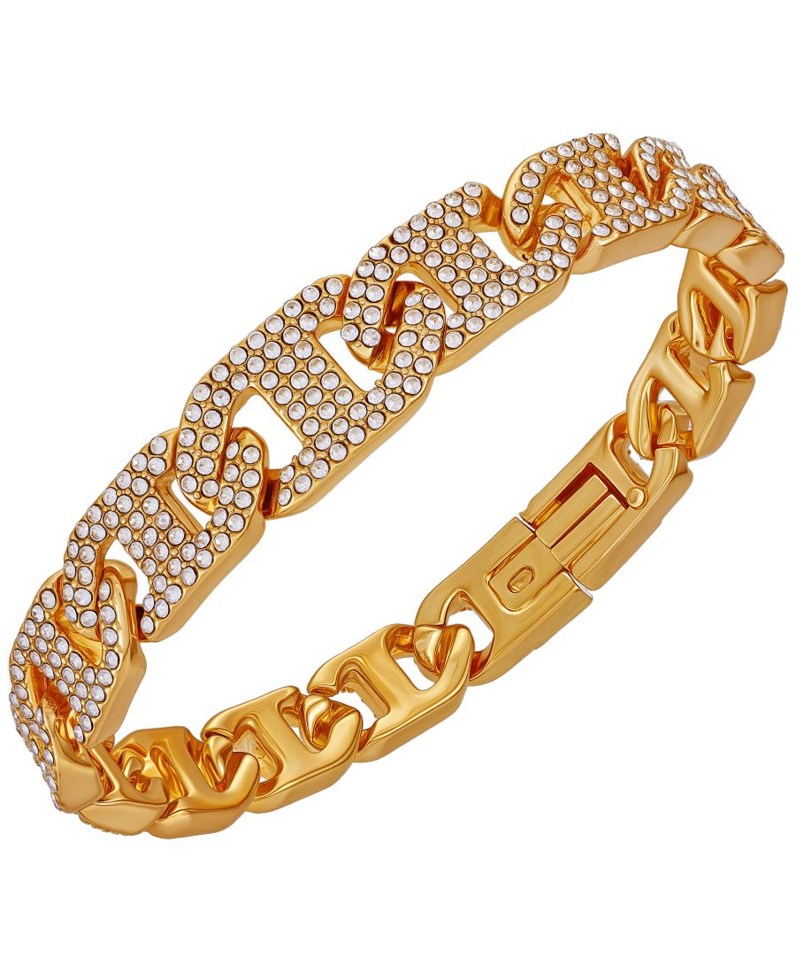 Браслет из цепочки золотистого цвета с инкрустацией из стеклянных камней (также доступен в серебристом цвете) GUESS, Gold
Браслет из цепочки золотистого цвета с инкрустацией из стеклянных камней (также доступен в серебристом цвете) GUESS, Gold