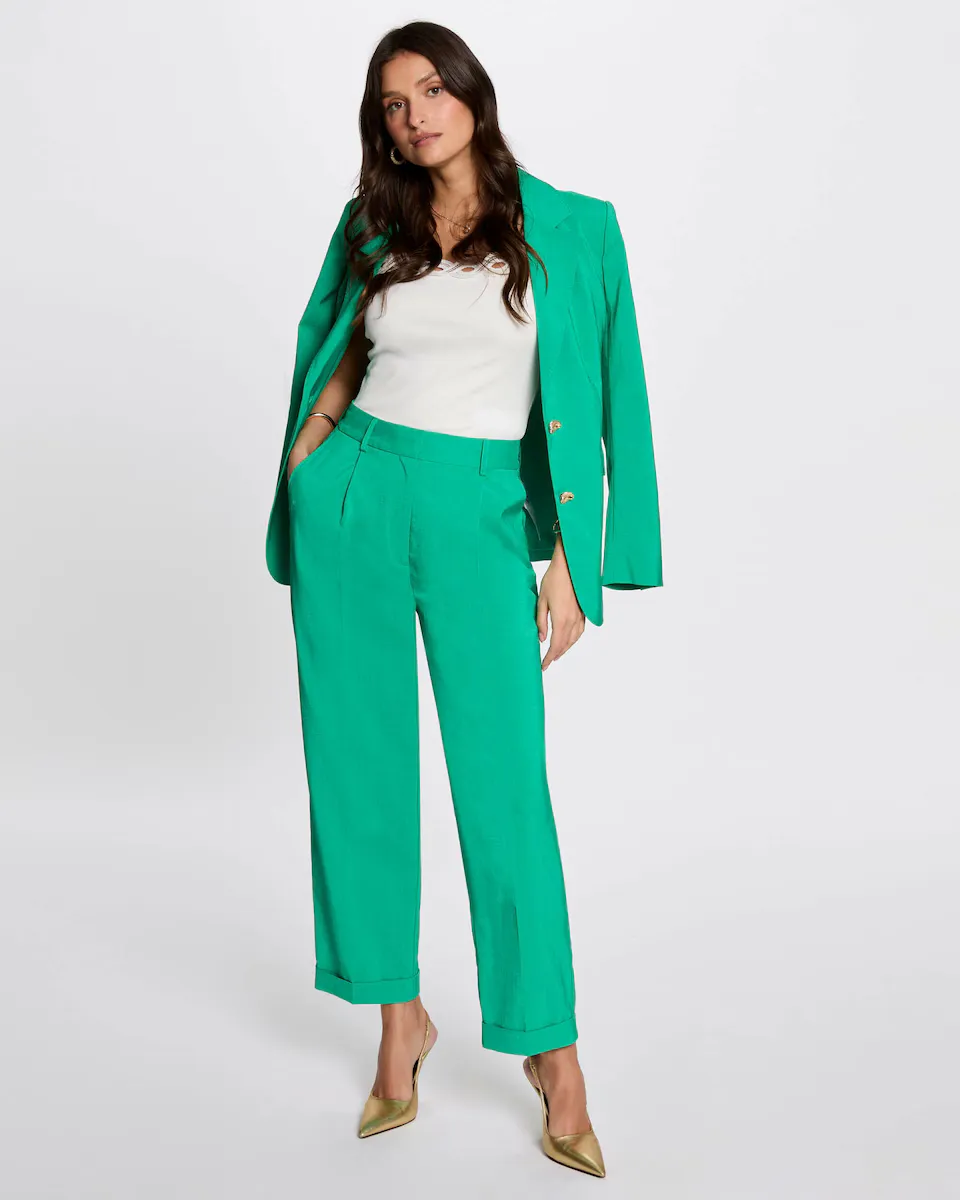 Женские прямые брюки с защипами Morgan, зеленый
Женские прямые брюки с защипами Morgan, зеленый