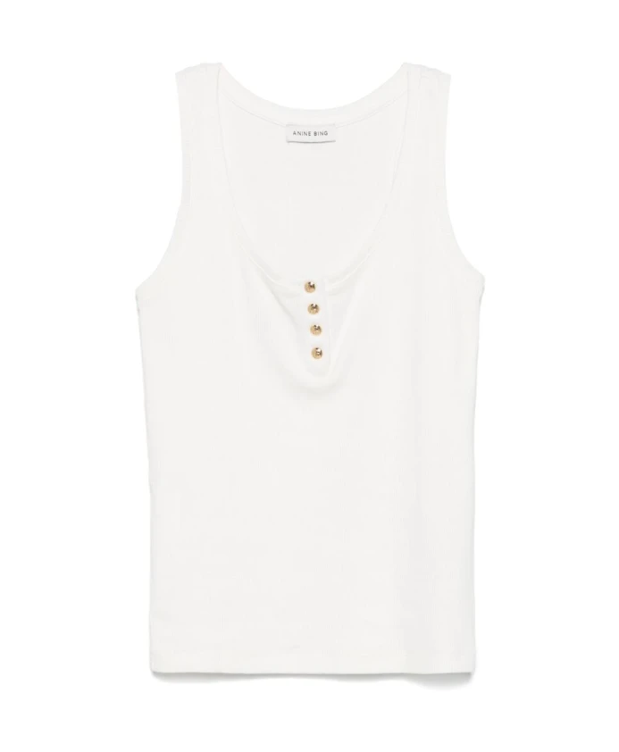 Топ без рукавов в рубчик Anine Bing, белый 
Топ без рукавов в рубчик Anine Bing, белый