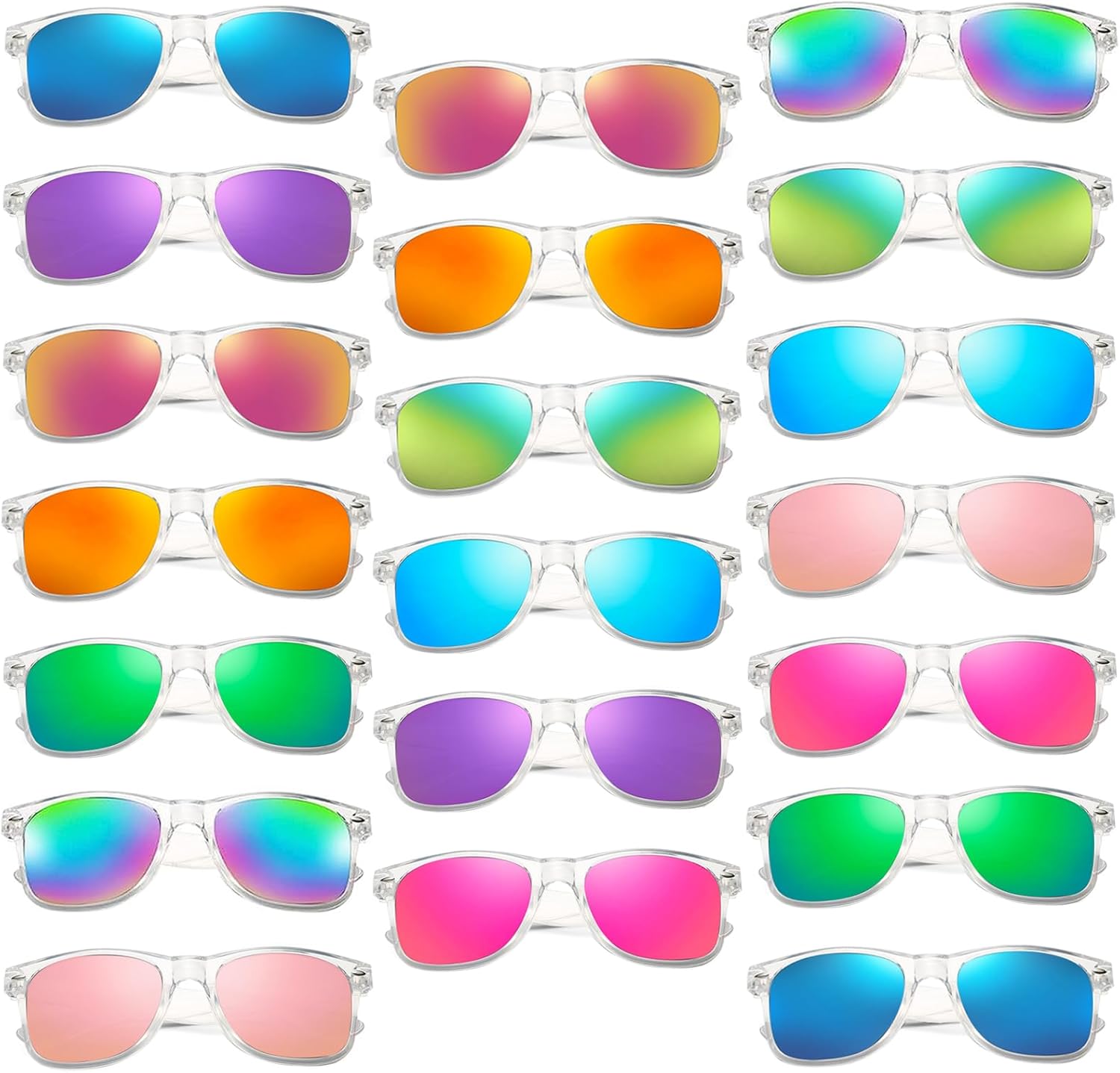 Набор из 10/20 цветных солнцезащитных очков с зеркальными линзами, оптом, для вечеринок, классические очки, для дня рождения, пляжа, бассейна, унисекс, для взрослых SUNOVELTIES, Clear Frame Mirrored-20
Набор из 10/20 цветных солнцезащитных очков с зеркальными линзами, оптом, для вечеринок, классические очки, для дня рождения, пляжа, бассейна, унисекс, для взрослых SUNOVELTIES, Clear Frame Mirrored-20