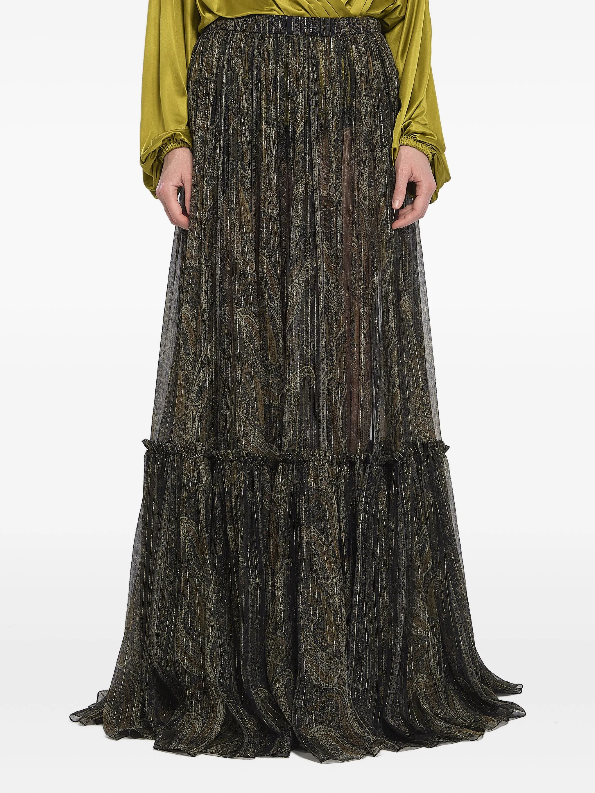 Ярусная юбка с узором пейсли Saint Laurent, зеленый
Ярусная юбка с узором пейсли Saint Laurent, зеленый