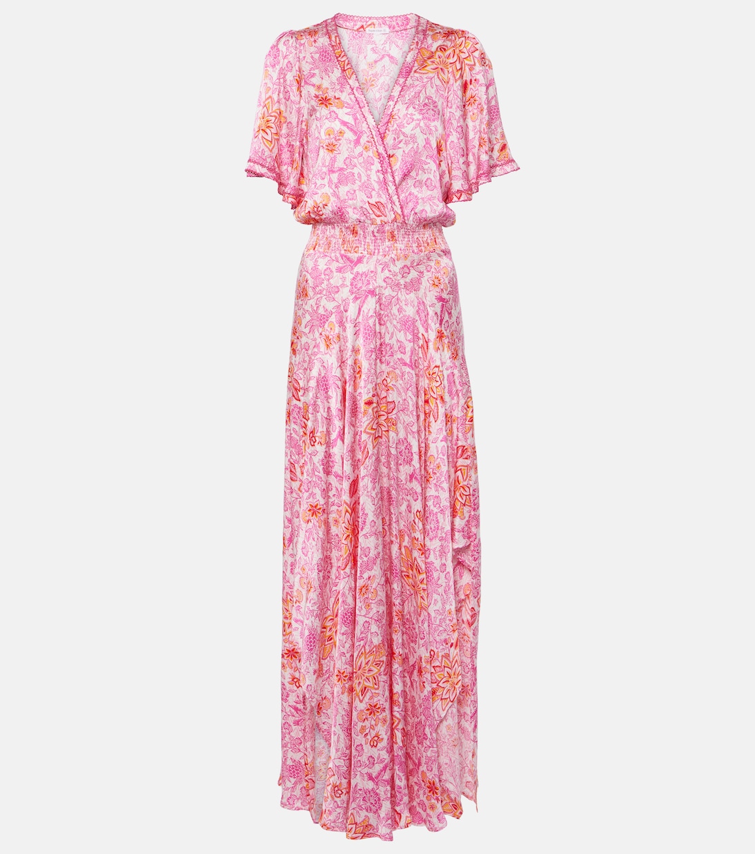 Атласное платье макси Mabelle с цветочным принтом Poupette St Barth, Pink Ananas 
Атласное платье макси Mabelle с цветочным принтом Poupette St Barth, Pink Ananas