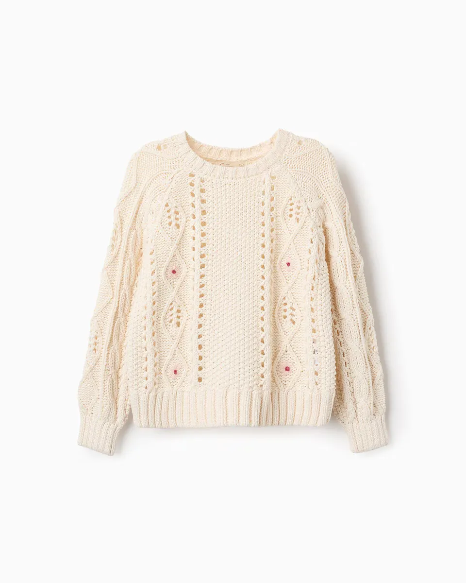 Вязаный свитер для девочки с цветочной вышивкой Zippy, бежевый
Вязаный свитер для девочки с цветочной вышивкой Zippy, бежевый