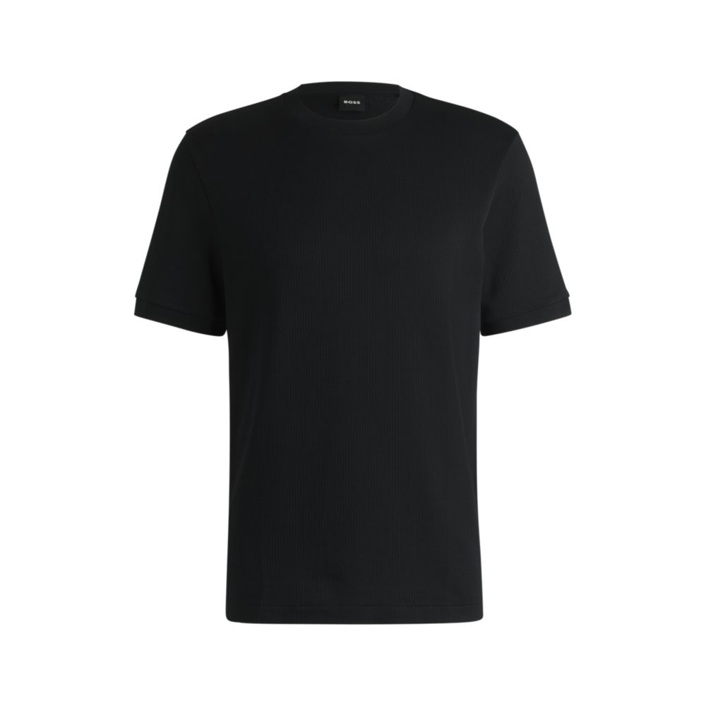 Футболка прямого кроя из ткани сирсакер BOSS, черный 
Футболка прямого кроя из ткани сирсакер BOSS, черный