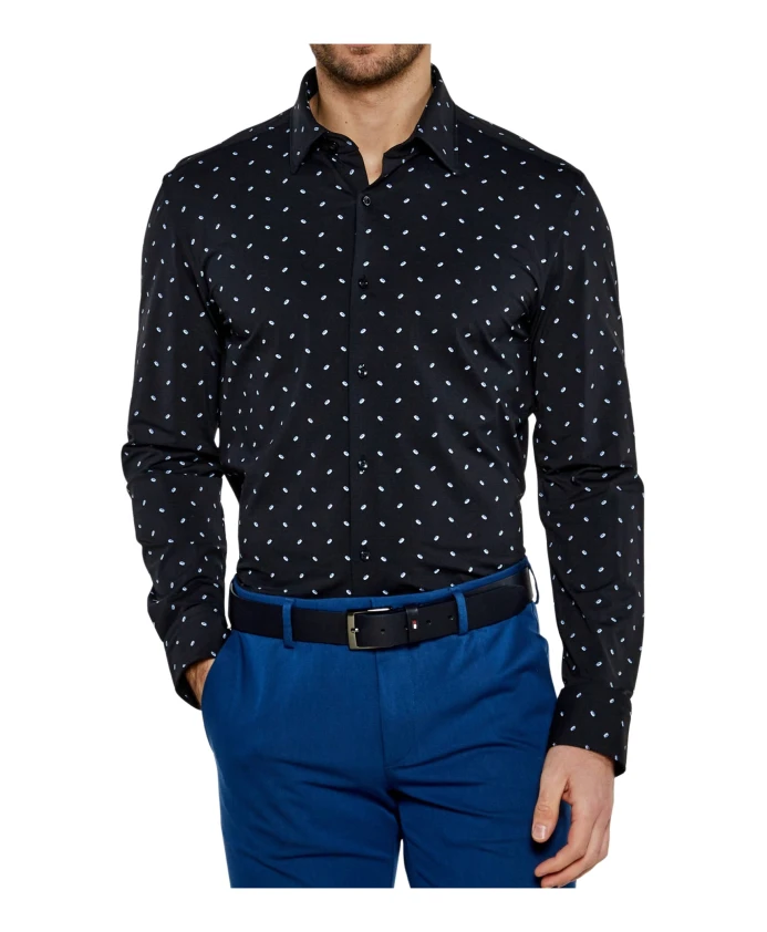 Синяя рубашка с микроузором Hugo, синий
Синяя рубашка с микроузором Hugo, синий