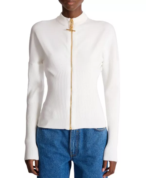 Вязаный кардиган на молнии Balmain, белый
Вязаный кардиган на молнии Balmain, белый