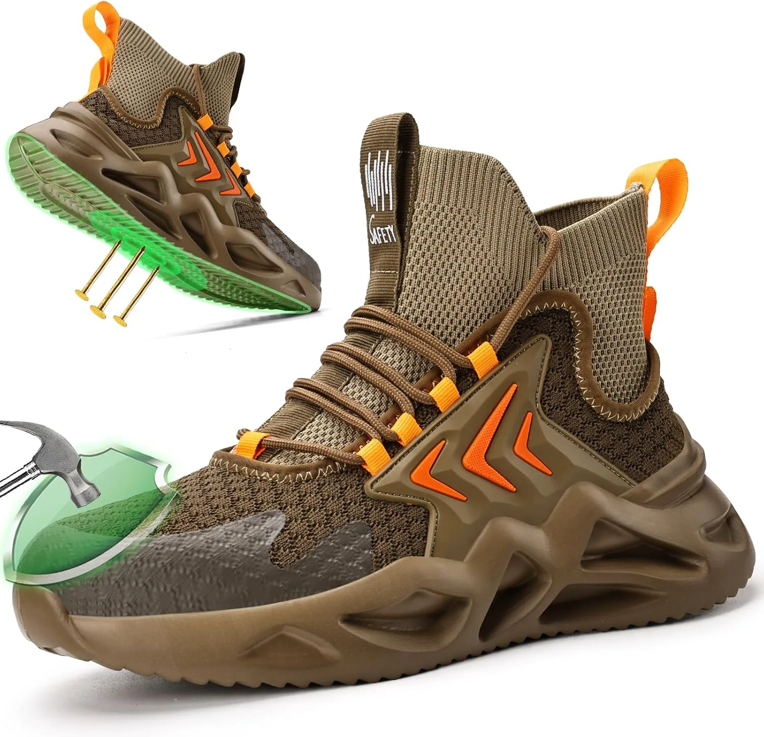 Сапоги с металлическим носком для мужчин, рабочие ботинки для мужчин, дышащие высокие рабочие туфли, легкие неразрушимые защитные ботинки, промышленная и строительная защитная обувь KGJIANDA, коричневый
Сапоги с металлическим носком для мужчин, рабочие ботинки для мужчин, дышащие высокие рабочие туфли, легкие неразрушимые защитные ботинки, промышленная и строительная защитная обувь KGJIANDA, коричневый