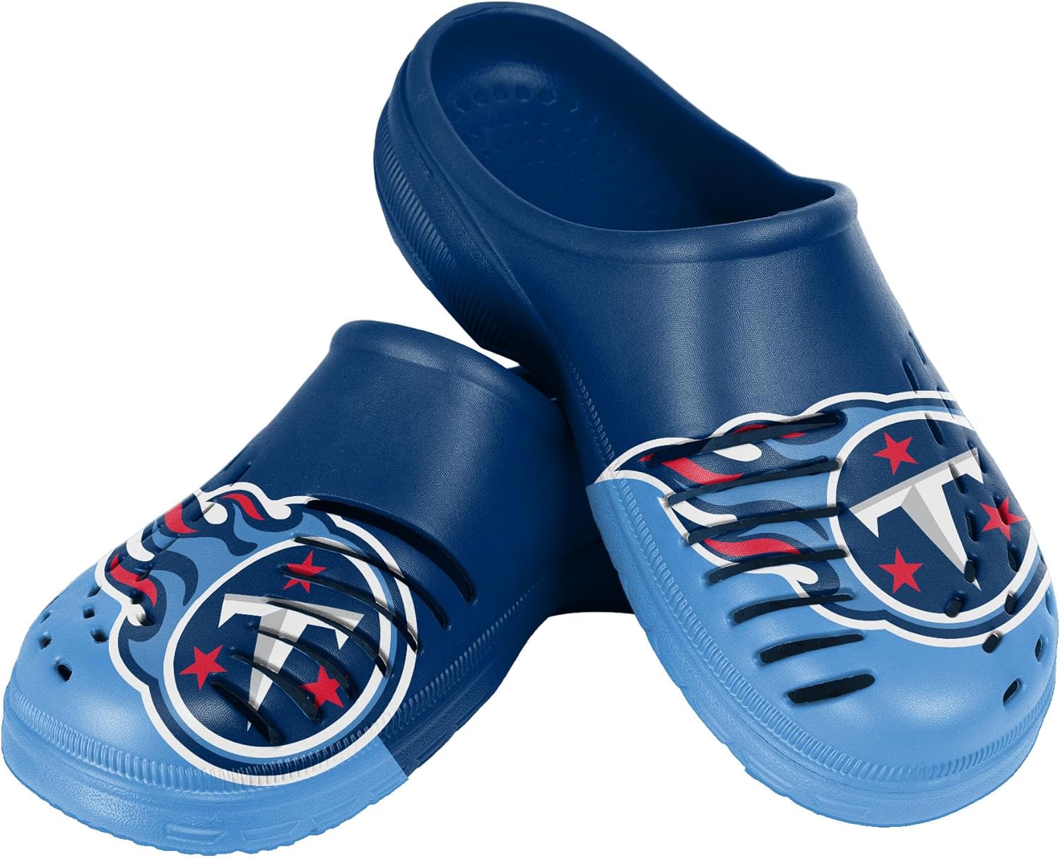 Мужские сабо FOCO NFL с крупным логотипом команды, удобные водонепроницаемые слипоны, Tennessee Titans
Мужские сабо FOCO NFL с крупным логотипом команды, удобные водонепроницаемые слипоны, Tennessee Titans