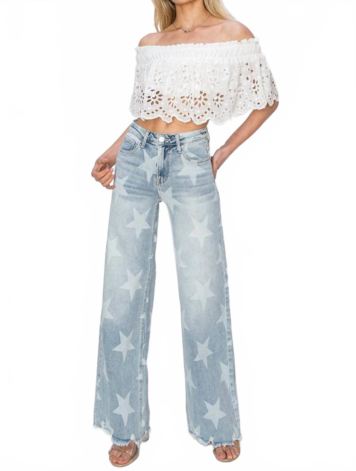 Джинсы All Star широкого кроя в синем цвете RISEN 
Джинсы All Star широкого кроя в синем цвете RISEN