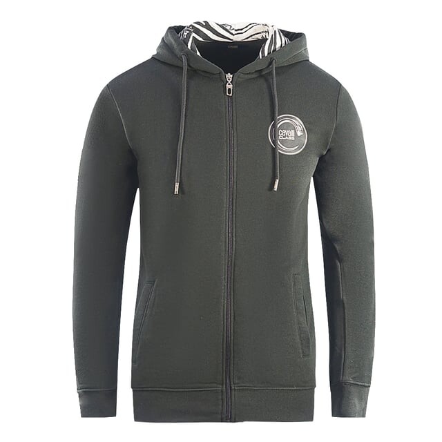 Толстовка с круглым змеиным логотипом и застежкой-молнией Cavalli Class, черный 
Толстовка с круглым змеиным логотипом и застежкой-молнией Cavalli Class, черный