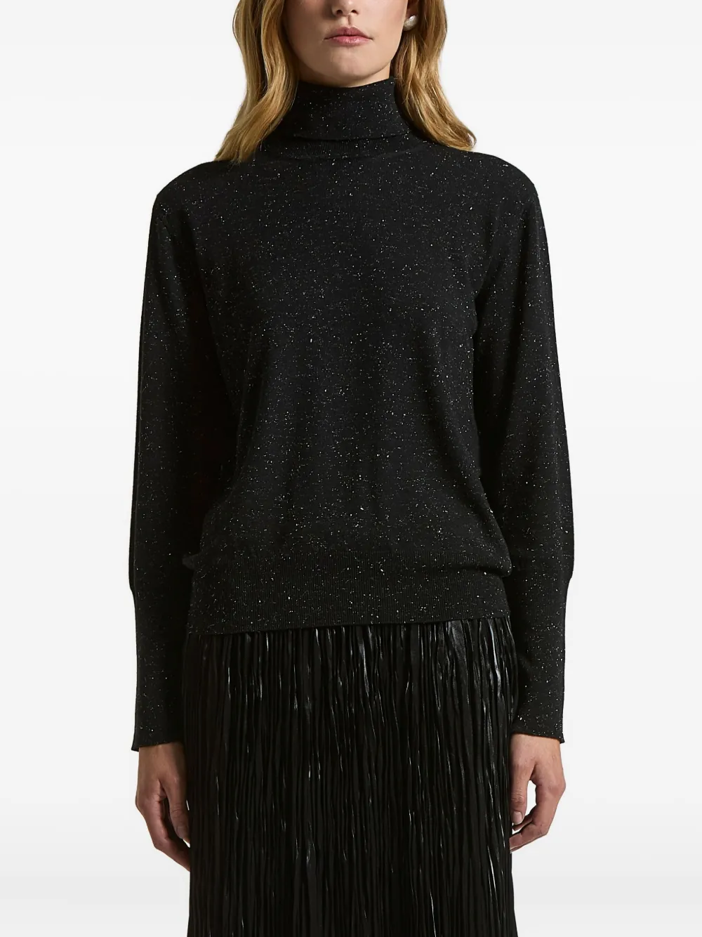 Джемпер с воротником-гольф и отделкой люрексом Peserico, черный
Джемпер с воротником-гольф и отделкой люрексом Peserico, черный