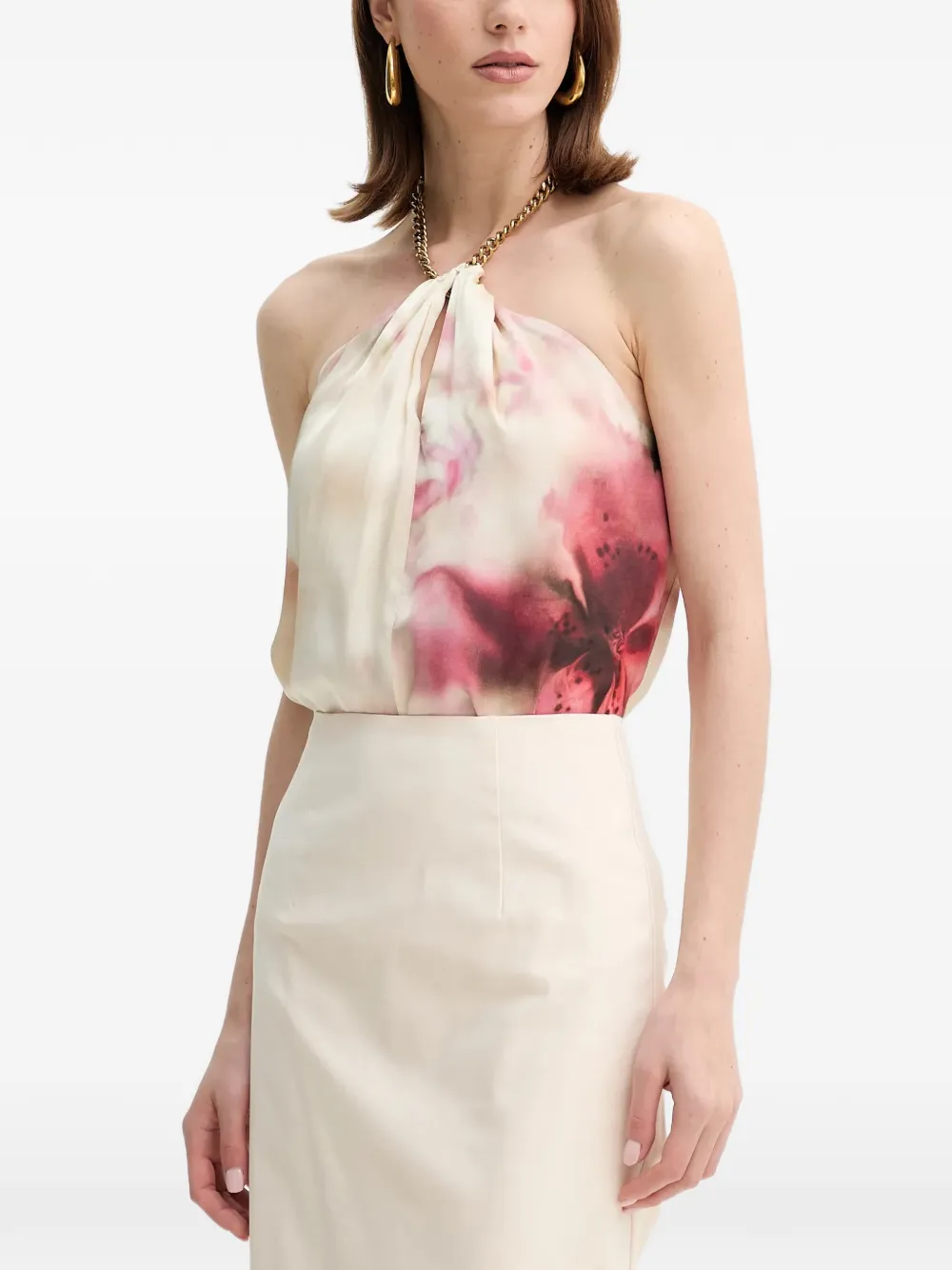 Топ с цветочным принтом и цепочкой Marciano, кремовый
Топ с цветочным принтом и цепочкой Marciano, кремовый